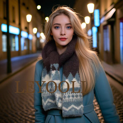 Fair Isle Knit Scarf, Winter Wool Blend, Elegant Warm Scarf