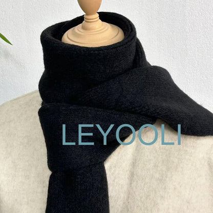 Classic Black Wool Blend Scarf | Warm Winter Accessory
