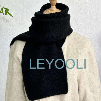 Classic Black Wool Blend Scarf | Warm Winter Accessory