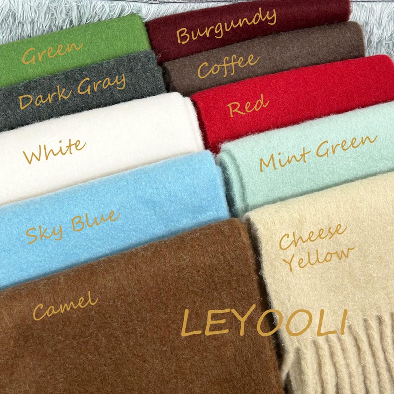 Wool Blend Tassel Scarf, Extra Long Solid Color Winter Scarf