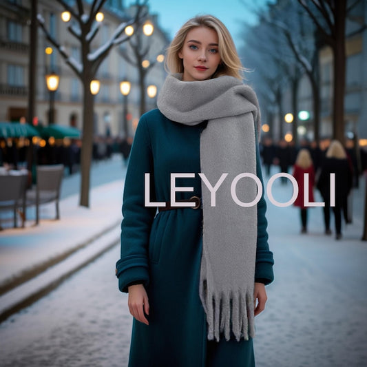 Gray Mohair Fringed Scarf, Warm Winter Shawl