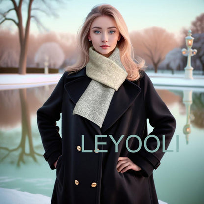 Hand Knitted Color Blocked Cotton Wool Scarf, Elegant Winter Warmth