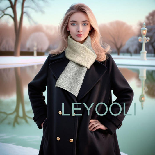 Hand Knitted Color Blocked Cotton Wool Scarf, Elegant Winter Warmth