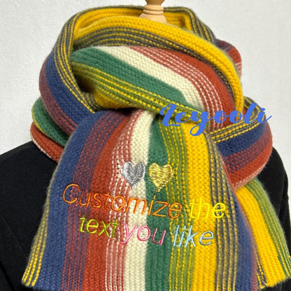 Custom Embroidered Cotton Knit Scarf – Personalized Winter Wrap