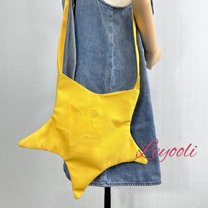 Star Shaped Canvas Bag, Cute Crossbody Shoulder Bag, Aesthetic Tote for Women, Trendy Summer Handbag, Kawaii Small Satchel, Best Friend Gift
