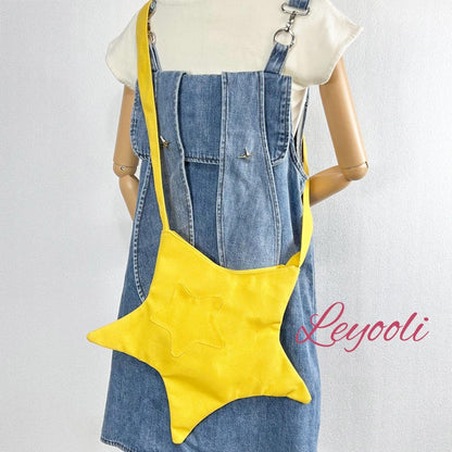 Star Shaped Canvas Bag, Cute Crossbody Shoulder Bag, Aesthetic Tote for Women, Trendy Summer Handbag, Kawaii Small Satchel, Best Friend Gift