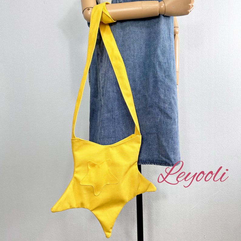 Star Shaped Canvas Bag, Cute Crossbody Shoulder Bag, Aesthetic Tote for Women, Trendy Summer Handbag, Kawaii Small Satchel, Best Friend Gift