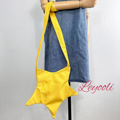 Star Shaped Canvas Bag, Cute Crossbody Shoulder Bag, Aesthetic Tote for Women, Trendy Summer Handbag, Kawaii Small Satchel, Best Friend Gift