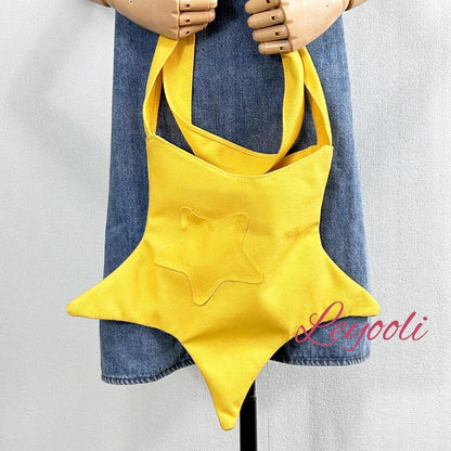 Star Shaped Canvas Bag, Cute Crossbody Shoulder Bag, Aesthetic Tote for Women, Trendy Summer Handbag, Kawaii Small Satchel, Best Friend Gift