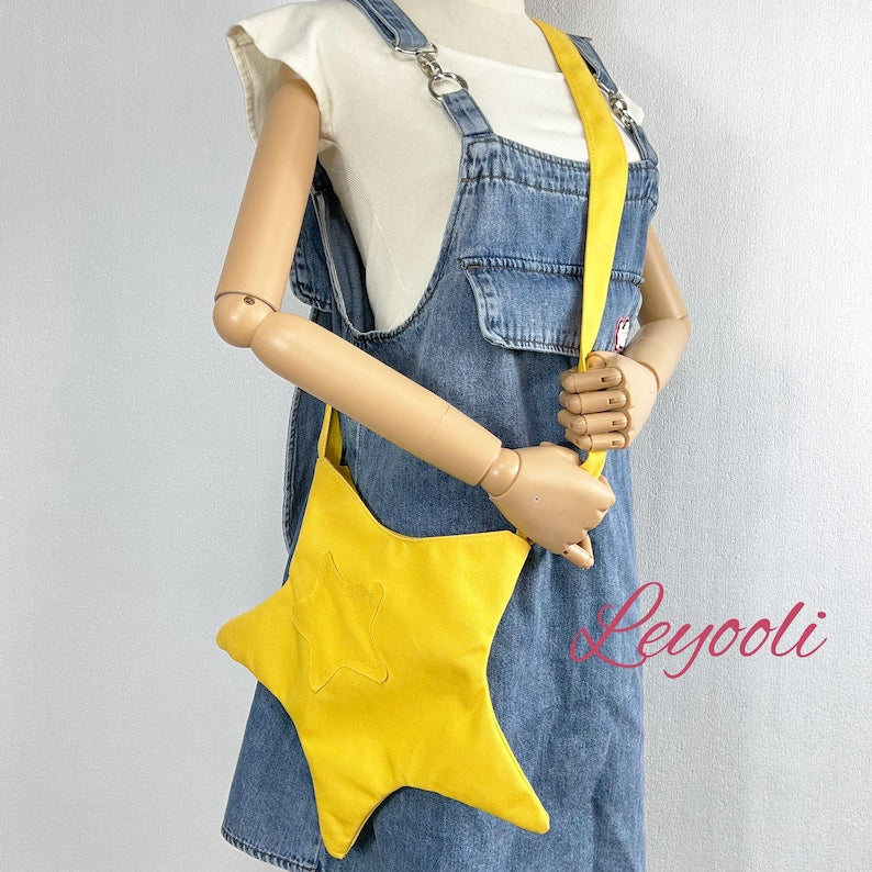 Star Shaped Canvas Bag, Cute Crossbody Shoulder Bag, Aesthetic Tote for Women, Trendy Summer Handbag, Kawaii Small Satchel, Best Friend Gift