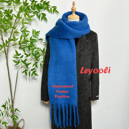 Mohair Tassel Scarf: Soft Solid Color Winter Scarf