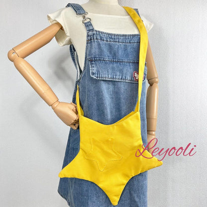 Star Shaped Canvas Bag, Cute Crossbody Shoulder Bag, Aesthetic Tote for Women, Trendy Summer Handbag, Kawaii Small Satchel, Best Friend Gift