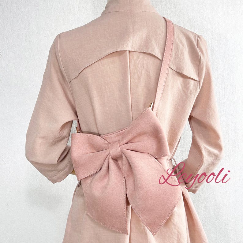 Pink Suede Bow Shoulder Bag, Mini Underarm Handbag