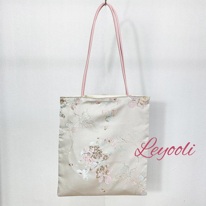 Embroidered Floral Canvas Tote Bag: Hanfu Style Carry-All