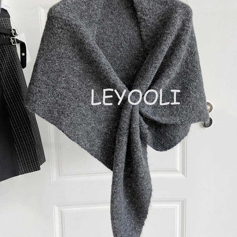 Knit Triangle Shawl Wrap: Soft Wool Blend Winter Scarf