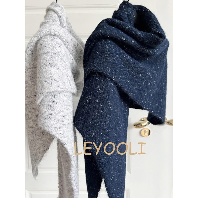 Knit Triangle Shawl Wrap: Soft Wool Blend Winter Scarf