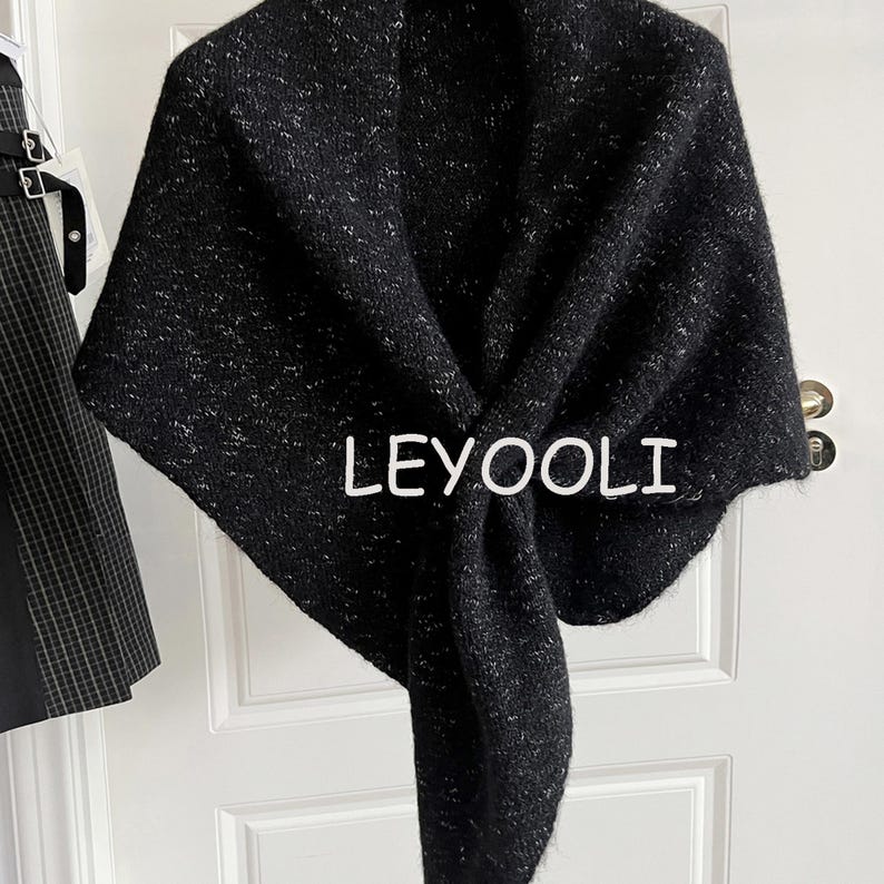 Knit Triangle Shawl Wrap: Soft Wool Blend Winter Scarf