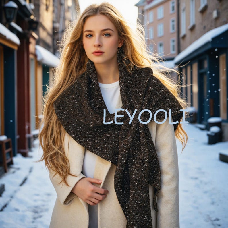 Knit Triangle Shawl Wrap: Soft Wool Blend Winter Scarf