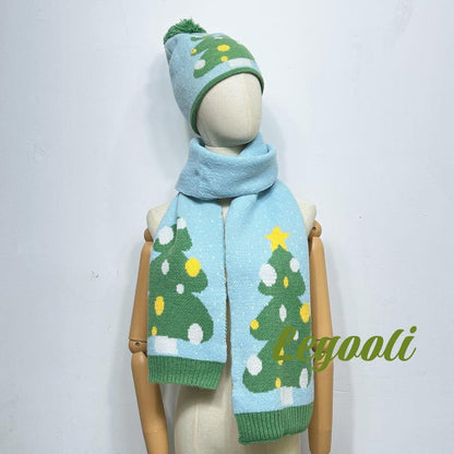 LED Christmas Tree Knit Hat and Scarf Set: Holiday Light-Up Beanie