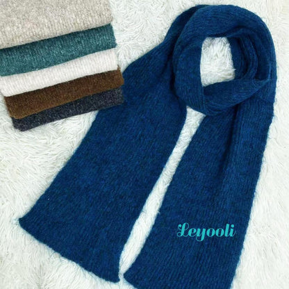 Wool Cotton Blend Knit Scarf: Soft Warm Winter Shawl