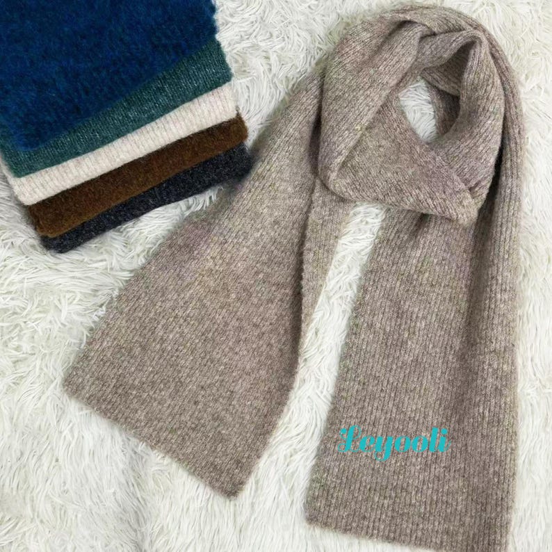 Wool Cotton Blend Knit Scarf: Soft Warm Winter Shawl