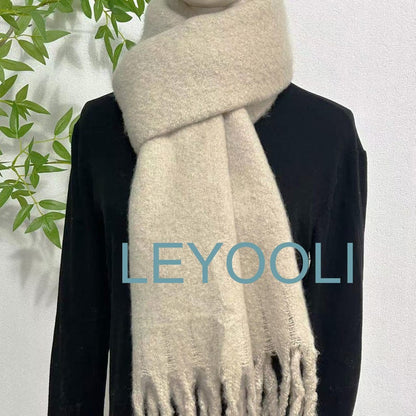 Gray Mohair Knit Scarf: Soft, Warm Winter Shawl with Tassels