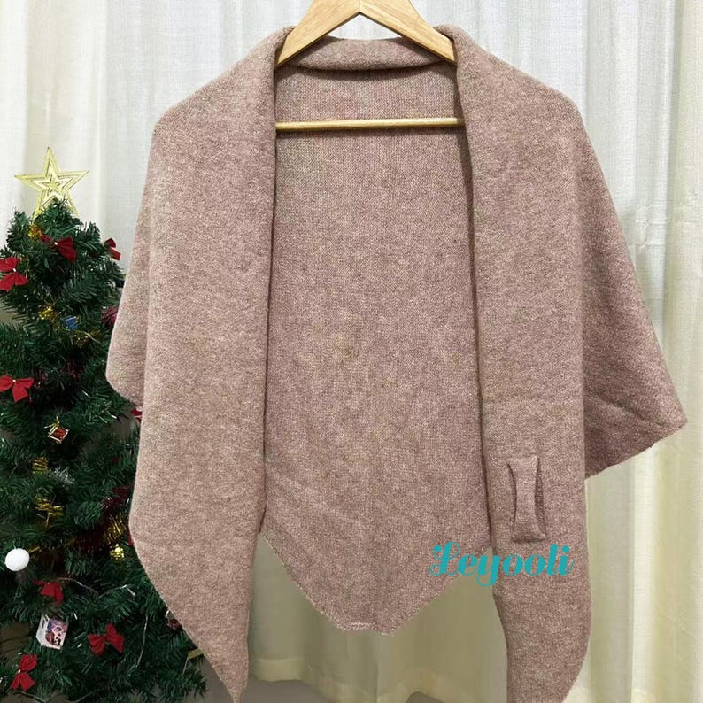 Oatmeal Wool Blend Knit Shawl: Cozy Winter Wrap Scarf