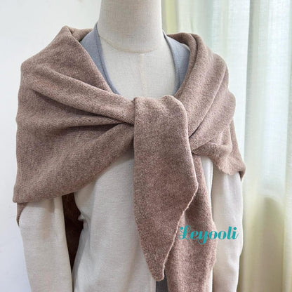 Oatmeal Wool Blend Knit Shawl: Cozy Winter Wrap Scarf