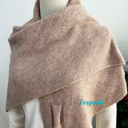 Oatmeal Wool Blend Knit Shawl: Cozy Winter Wrap Scarf