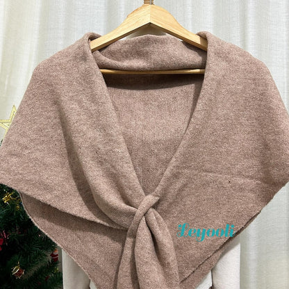 Oatmeal Wool Blend Knit Shawl: Cozy Winter Wrap Scarf