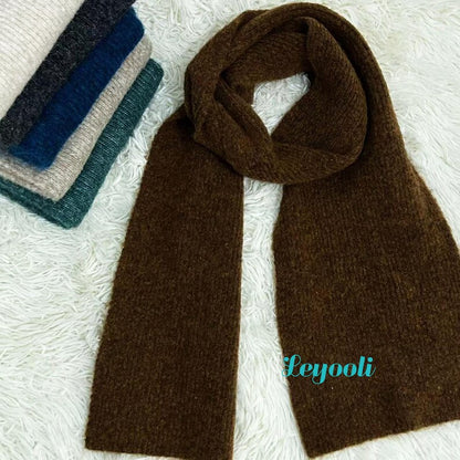 Wool Cotton Blend Knit Scarf: Soft Warm Winter Shawl
