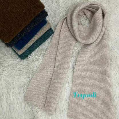 Wool Cotton Blend Knit Scarf: Soft Warm Winter Shawl