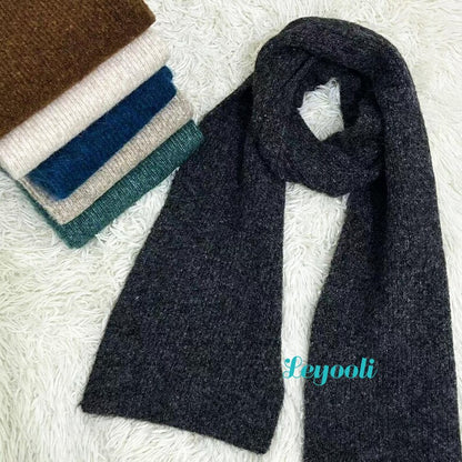 Wool Cotton Blend Knit Scarf: Soft Warm Winter Shawl