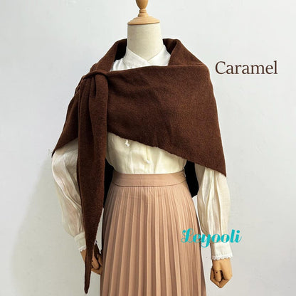 Wool Blend Triangle Shawl: French Vintage Knit Scarf Wrap