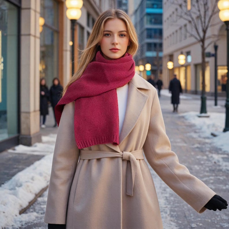 100% Wool Knit Scarf: Soft, Warm, Classic Winter Scarf