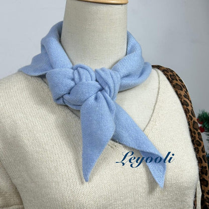 Light Blue Wool Scarf: Knit Triangle Shawl, Warm Winter Wrap