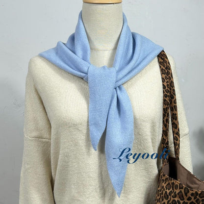 Light Blue Wool Scarf: Knit Triangle Shawl, Warm Winter Wrap
