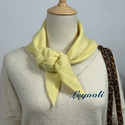 Handmade Light Yellow Wool Scarf: Knit Triangle Shawl