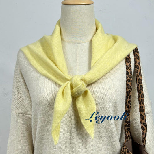 Handmade Light Yellow Wool Scarf: Knit Triangle Shawl