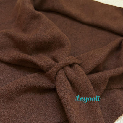 Caramel Wool Blend Shawl Wrap: Handmade Knitted Poncho Cape