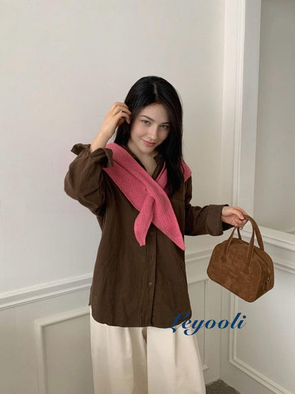 Rose Pink Knit Triangle Scarf: Ribbed Neck Warmer, Winter Shawl