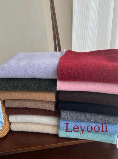 Handmade Wool Blend Scarf: Soft Knit Winter Shawl in 14 Colors