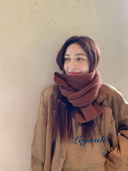 Handmade Wool Blend Scarf: Soft Knit Winter Shawl in 14 Colors