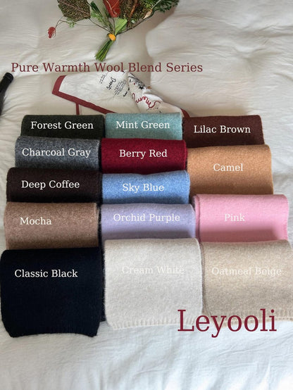 Handmade Wool Blend Scarf: Soft Knit Winter Shawl in 14 Colors