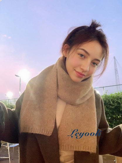 Handmade Mocha Brown Wool Blend Scarf: Soft Knit Winter Shawl