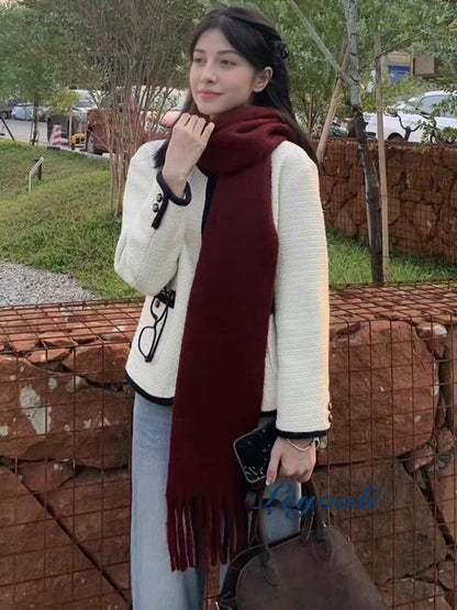 Burgundy Wool Blend Scarf: Soft Mohair Feel Winter Shawl