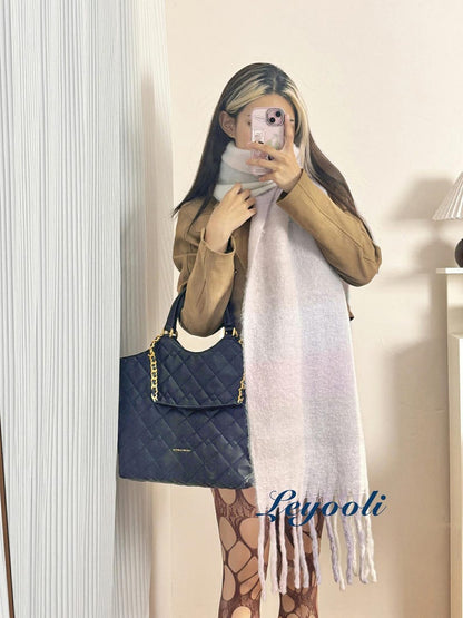 Pink Purple Ombre Mohair Scarf: Soft Winter Wrap