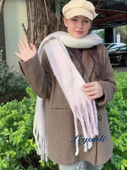 Pink Purple Ombre Mohair Scarf: Soft Winter Wrap