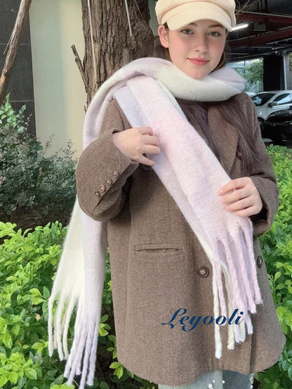 Pink Purple Ombre Mohair Scarf: Soft Winter Wrap