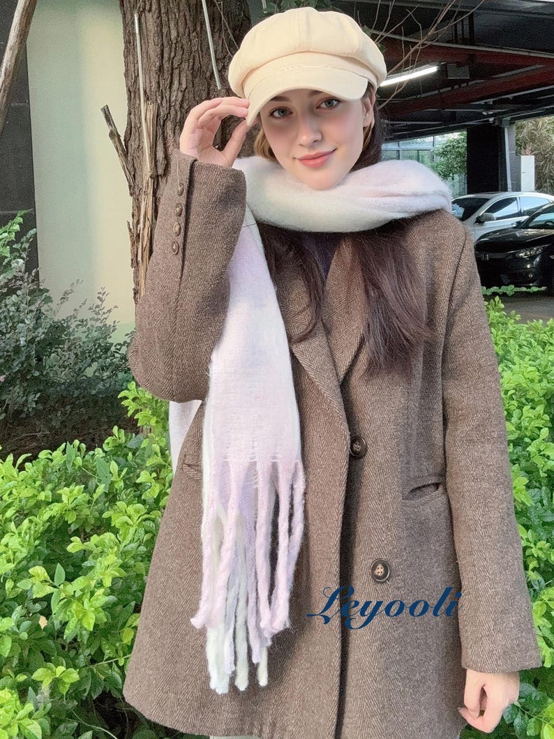 Pink Purple Ombre Mohair Scarf: Soft Winter Wrap